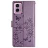 For Motorola Moto G45 5G/G34 5G Stand Case Butterfly Floral Imprint Leather Wallet Phone Cover