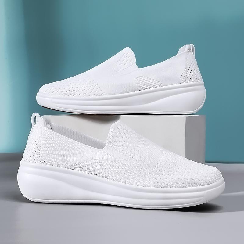2025 Breathable Loafers Women Spring Summer Slip On Knitted Sports Shoes Woman Anti Slip Soft Sole Walking Shoes Lady