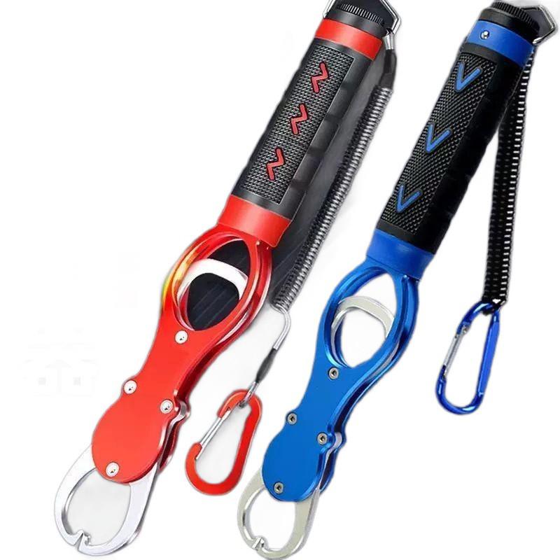 Black Fishing Pliers & Hook Remover with Fish Gripper Clip Fish Gripper - Blue Handle Random