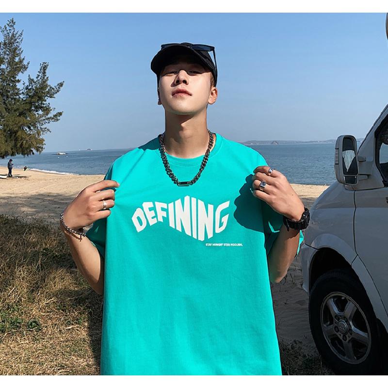 

Мужские футболки с коротким рукавом с буквенным графическим принтом, модные футболки с короткими рукавами, мужская одежда, повседневная футболка, мужские летние топы в корейском стиле ретро для XL озеро синий