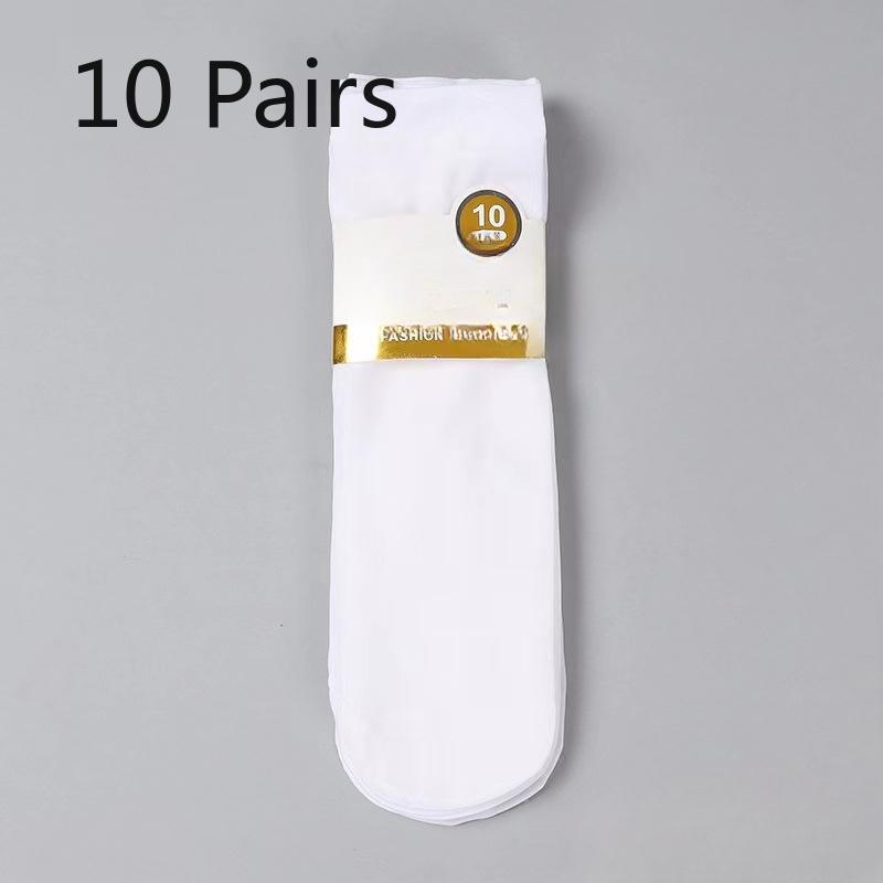 10 Pairs of Men's Summer Thin Wear Resistant Breathable Anti Hook Silk Tube Socks
