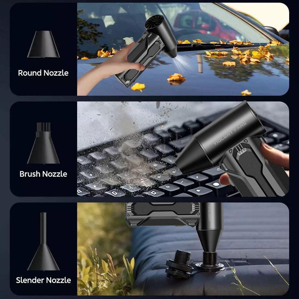 

Wind Speed 52m/s Mini Turbo Jet Fan 3 Speeds Adjustable Compressed Air Duster Pet Blow Drying чорний