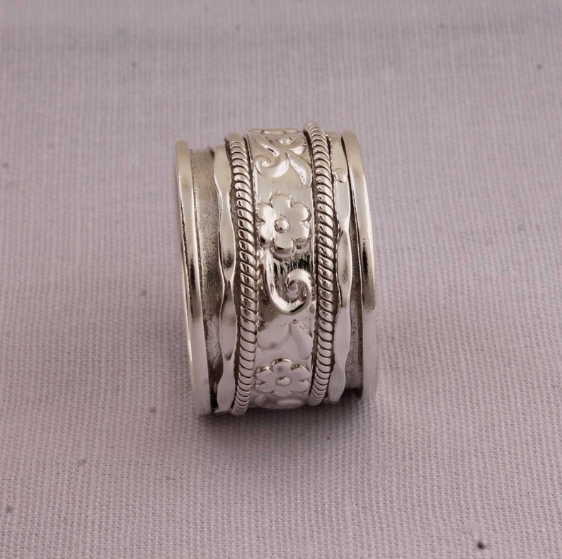 Meditation Spinner Band Ring Solid 925 Sterling Silver Fine Jewelry Handmade Ring Statement Ring