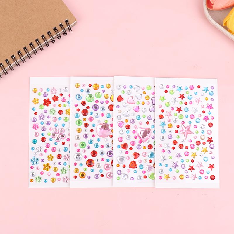 3D Gem Acrylic Crystal Stickers Diy Phone Album Decoration Self Adhesive Jewel Crafts Sparkly Rhinestone Stickers Girls Gifts