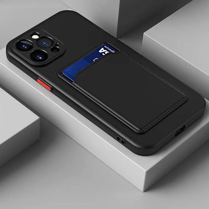 For Iphone 13 13Pro Pro Max ProMax 12 11 X XS XSMax XR 12Pro 11Pro 13ProMax Card Holder Wallet Coque Shockproof Silicone Cover