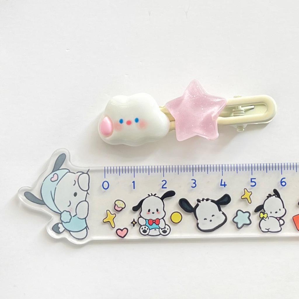 Pink Star Cloud Bobby Pin - Cute Jelly Five-Pointed Star Hair Clip for Students