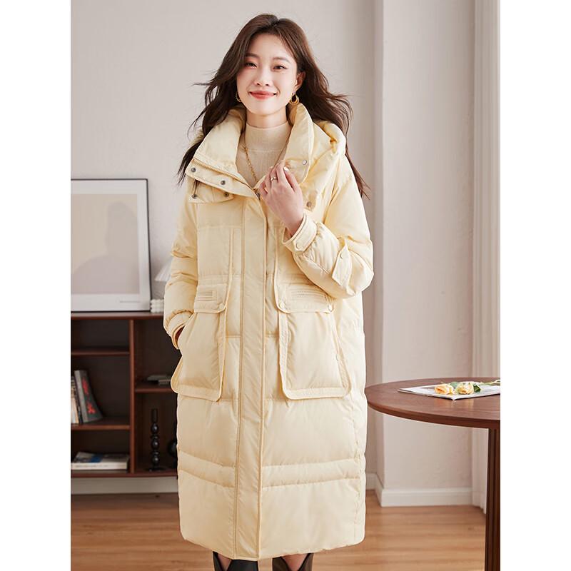 FENGXUN Women's Casual Long White Duck Down Winter Coat