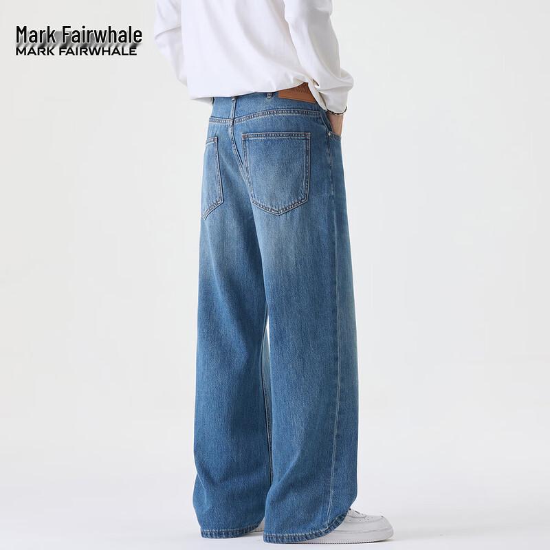Mark Fairwhale Men's Retro Loose Straight Blue Denim Jeans
