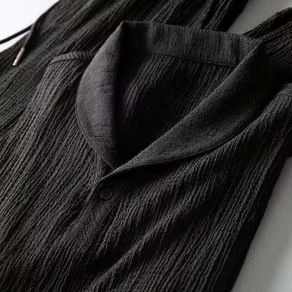 Tuta Estiva Sottile Casual da Uomo, Moda Manica Corta e Pantaloni Lunghi Lusso Set 2 Pezzi