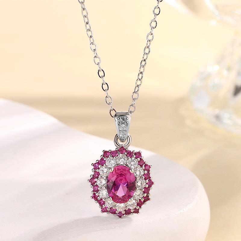 Jewelry Copper Bottom Gold-Plated Simulation Red Corundum Oval Set Female Main Stone 6 * 8