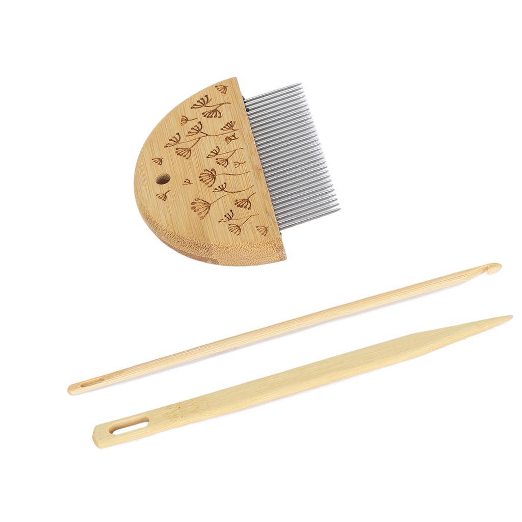 Weaving Loom Comb Professional Wooden Loom Comb Big Eye Needle 4mm Crochet Needle Set for Making
