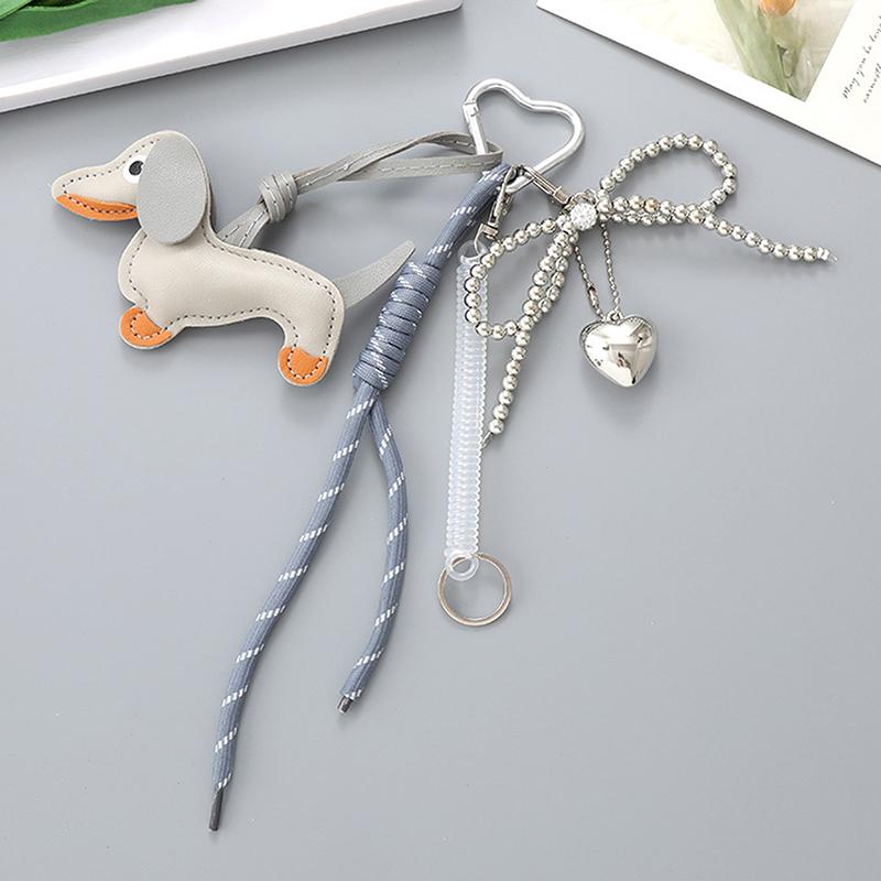 Chaveiro Laço de Miçangas Cachorro Salsicha Criativo Cordão para Celular Pingente Fofo para Mochila Acessórios de Decoração de Bolsa Presentes