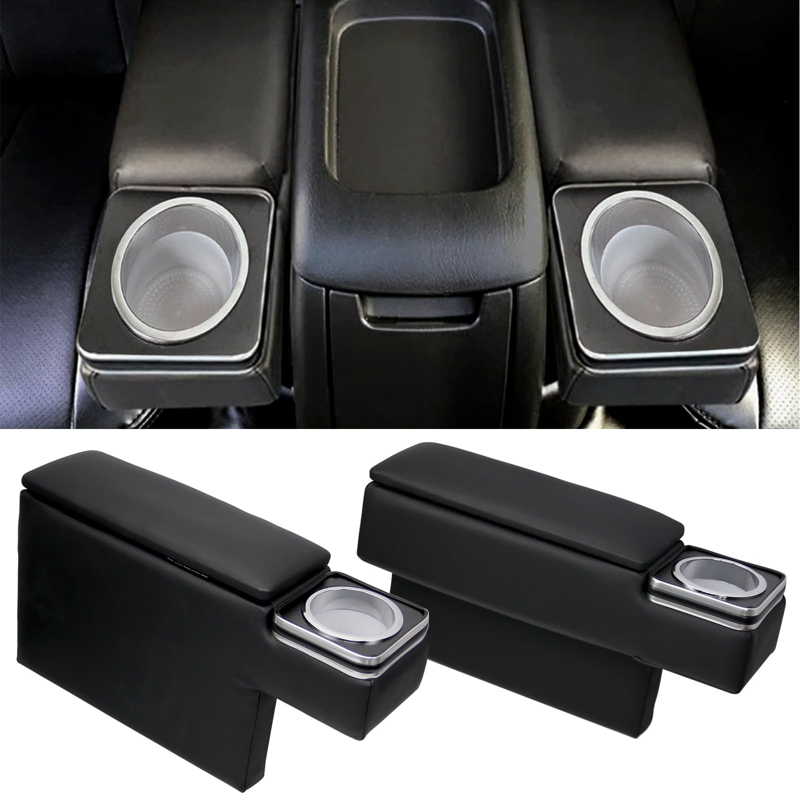 

Sporacingrts Set of 2 Armrests for Toyota Hiace 200 Series and Regius Ace 200 Console Box Type GL Super Convenient Rest with Drink Easy to Black