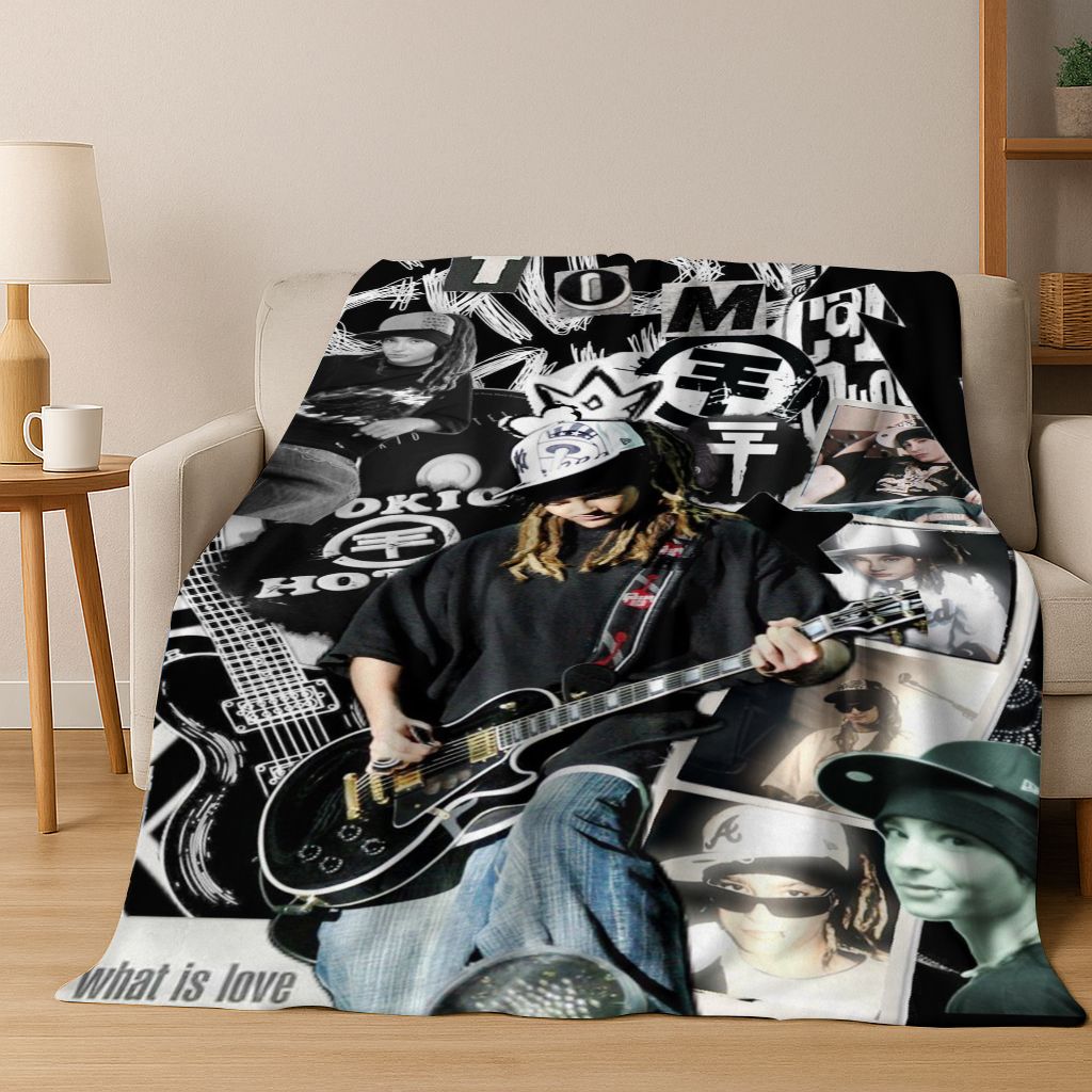 Módní Rocková Hudba Tokio Hotel Bill Tom Kaulitz Umění Flanelová Přikrývka, Útulná Měkká Přehozová Přikrývka pro Domov Ložnici Postel Pohovku Kryt Dárek