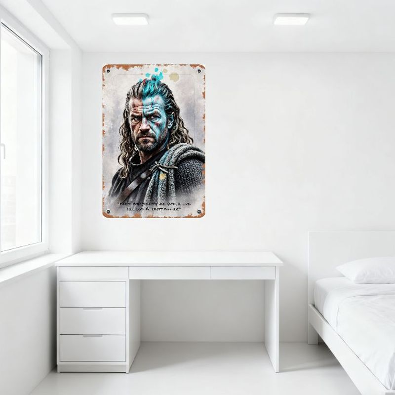 Vintage War Paint Man Metal Tin Sign Rustic Retro Quote 'Fight and You May Die...' Wall Decor for Man Cave Bar Cafe Restaurant