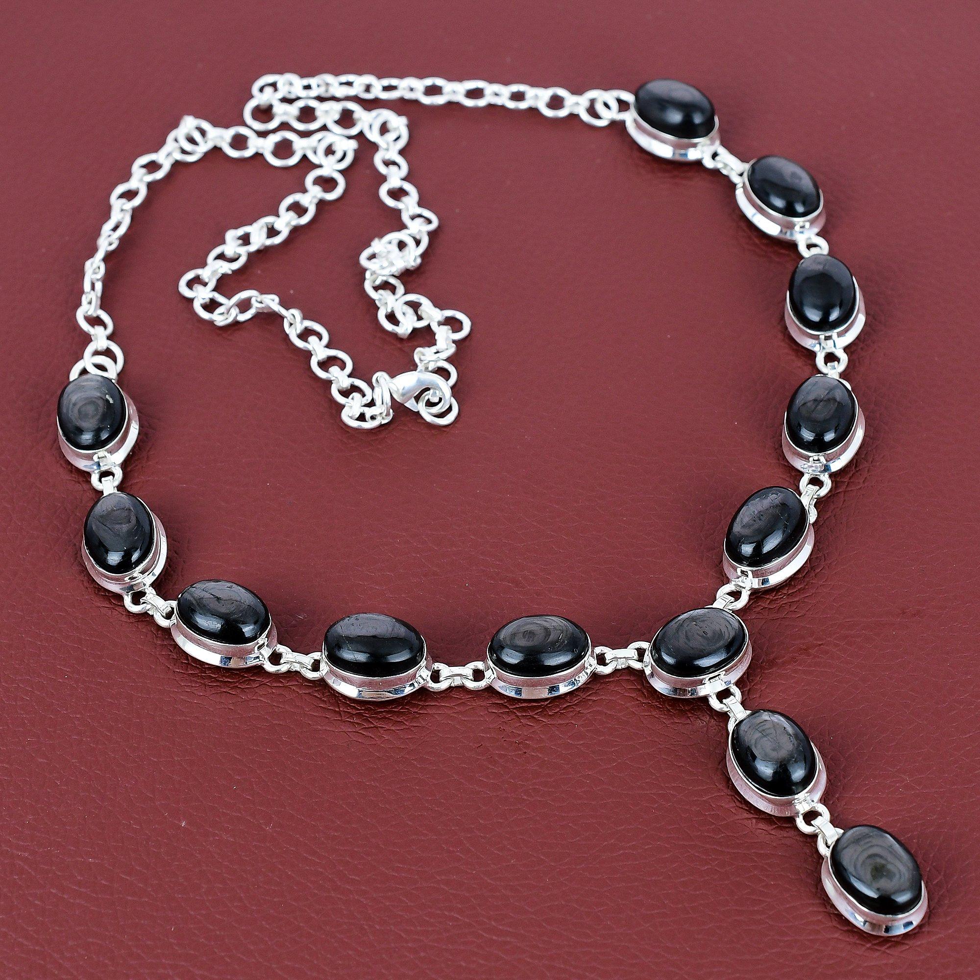 Hypersthene necklace gemstone handmade jewelry 925 sterling silver necklace adjustable chain necklace hypersthene jewelry engagement gifts Adjustable