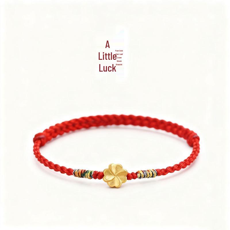 Pure Gold 999 Zodiac Red String Bracelet with Luck Beads for Baby's Full Moon or New Year