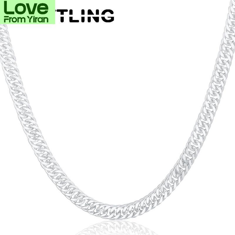 Neue 925 Sterling Silber 20 /24 Zoll 10mm Volle Flache Seitlich Kette Halskette Für Frau Mann Mode Hochzeit Schmuck Geschenk
