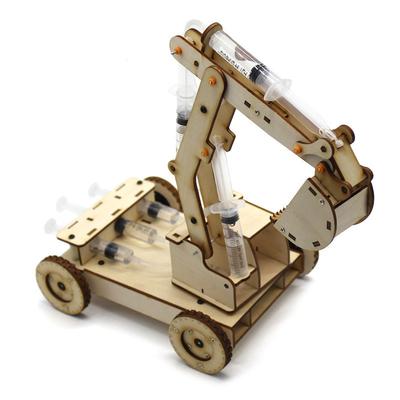 DIY Holz-Hydraulikbagger Modell, Kinder Puzzle Spielzeug, Handgemachtes Wissenschaftsexperiment, Eltern-Kind Interaktives Spielzeug
