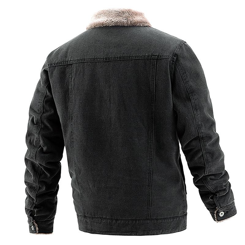 Herren-Jeansjacke, Herbst und Winter, koreanische Version, Revers, gewaschen, Modetrend, Herren-Plüsch und dicker Lamm-Plüsch-Clip