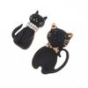 Vintage Lady Oil Dripping Black Cat Brooch Alloy Diamond Inlaid Cartoon Small Brooch  Accessory  Pin
