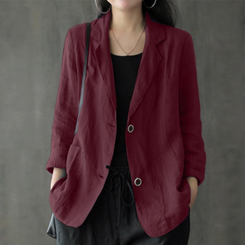 ZANZEA Koreanische Version des Sommers 3/4 Ärmel Knopf Baumwolle Leinen Anzug dünne Strickjacke Jacke Frauen Oberbekleidung