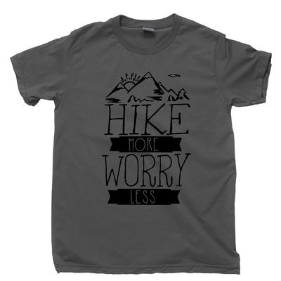 Unisex Cotton Short Sleeve Hike More Worry Less T Shirt Outdoors Camping Appalachian Trail Yellowstone Tee,Unisex,gift,Top