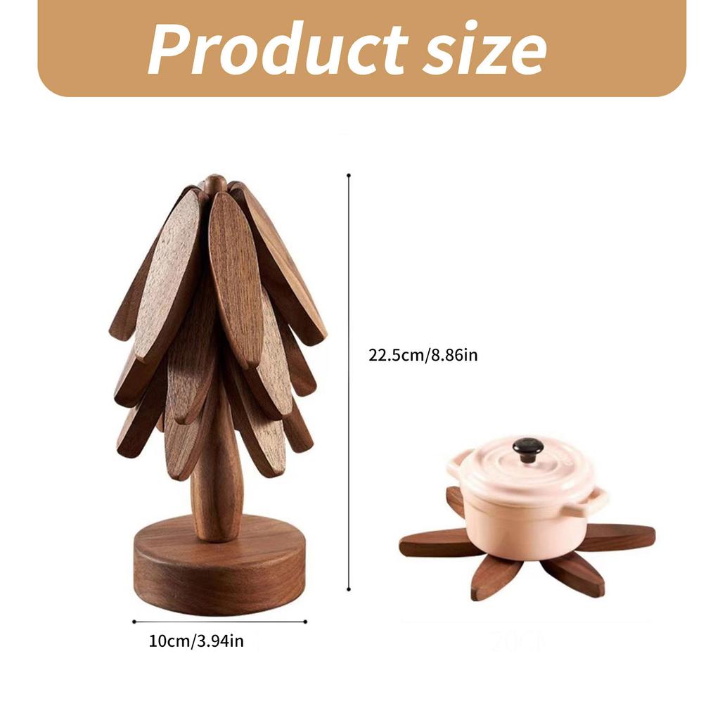 Heat Resistant Wood Trivet Mats Multipurpose Pots Holder and Coasters Hot Dishes Placemats Set Home Table Decoration