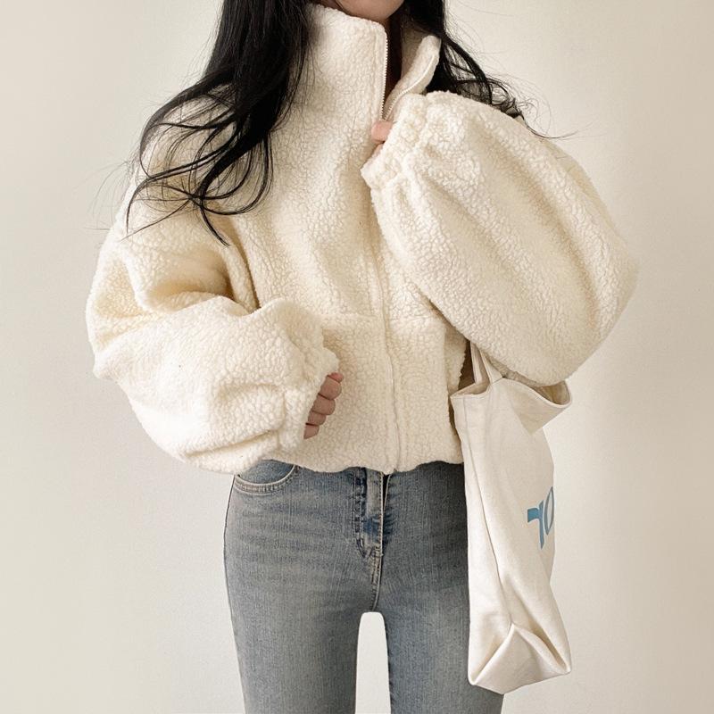 Women S Short Zip Up Fleece Sweatshirt Loose Casual Winter