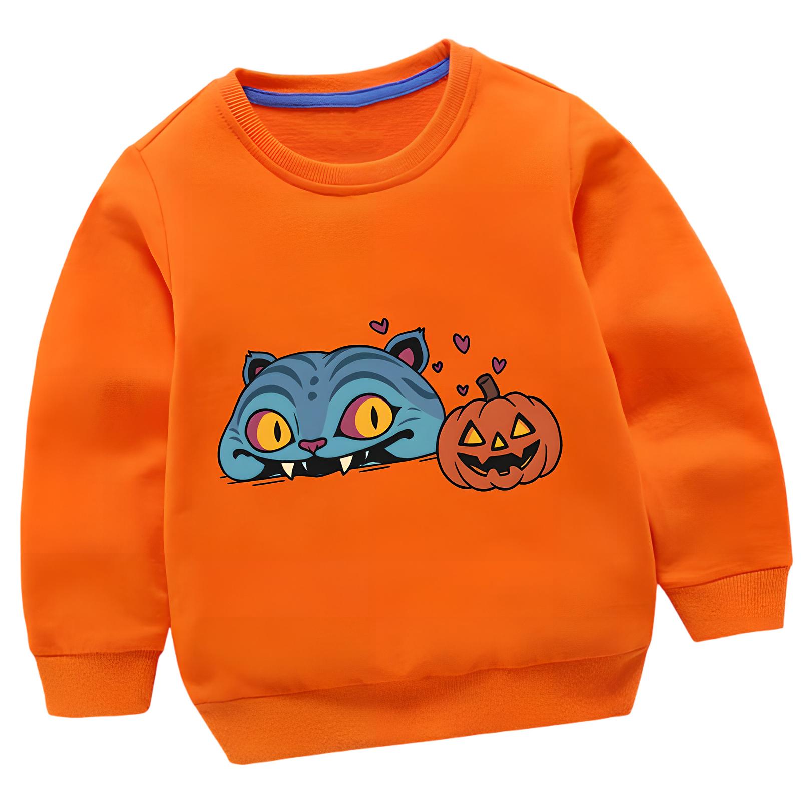 

Детская мода Повседневный свитшот с длинным рукавом и принтом на шее 140