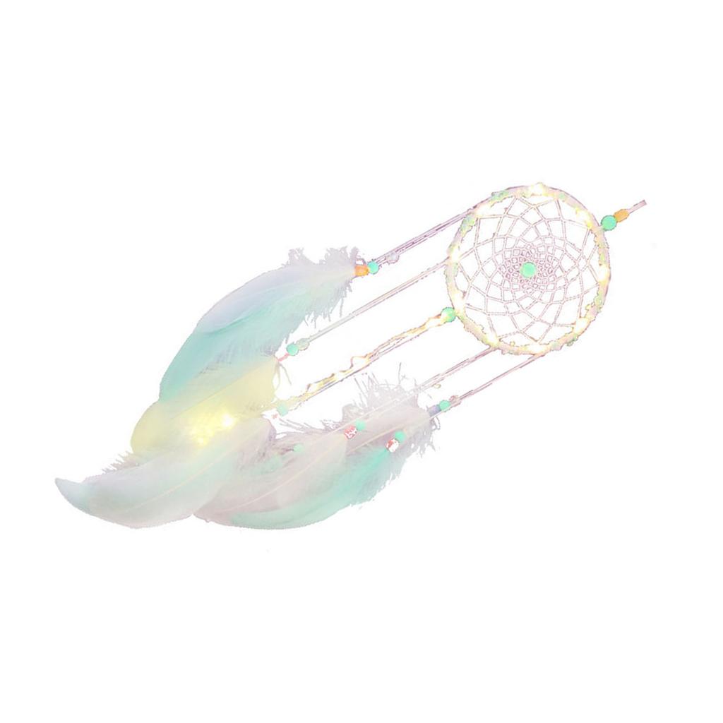 Dream Catcher Hanging Ornament with Luminous LED Lamp Beads Hand Woven Living Room Decoration