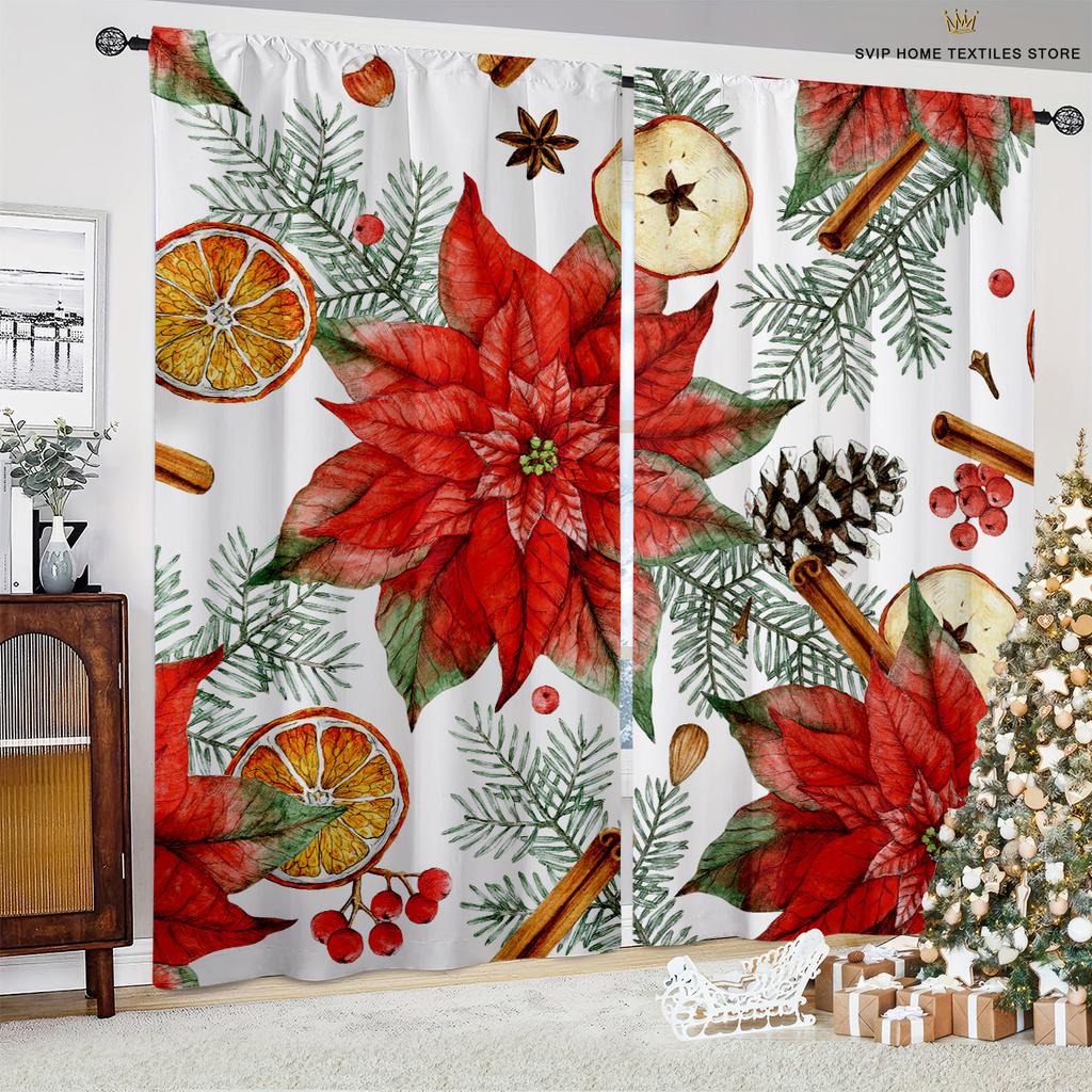 3D Printing Christmas Curtains, Pine Cone, Wood Grain, Christmas Tree Decoration, Restaurant, New Year Party