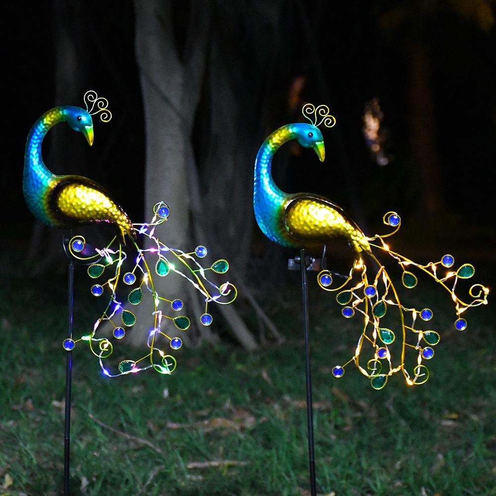 Solar Peacock Garden Decoration Lights Outdoor Lawn Statues Stake Lights For Villa Landscaping Solar Powered Ground Lights