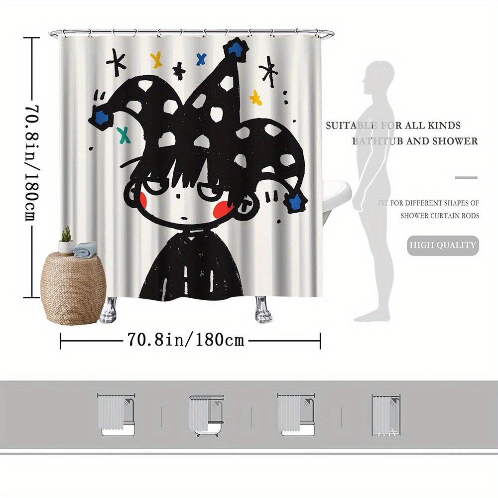 Whimsical Jester Shower Curtain - Colorful Stars & Polka Dots, Fade-Resistant Polyester, Machine Washable