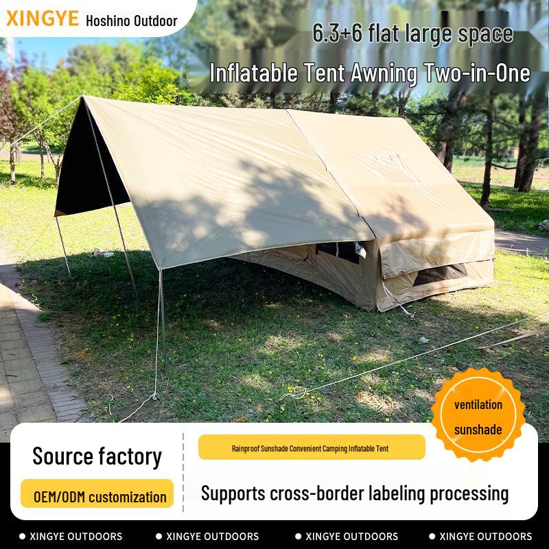 Inflatable Outdoor Camping Tent with Double Doors, Sun Protection, Canopy, and Ample Space for 3-5 People