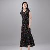 SOFSIL Women's Round Neck Floral Mulberry Silk Summer Long Dress