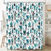 Blue Cactus Shower Curtain White Fabric Decoration for Bathroom Waterproof Rainproof Easy Installation Pattern Decorations