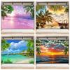 Tropischer Strand Ozean Fotografie Hintergrund Sommer Meeresufer Palme Naturlandschaft Baby Geburtstag Feier Party Foto Hintergrund