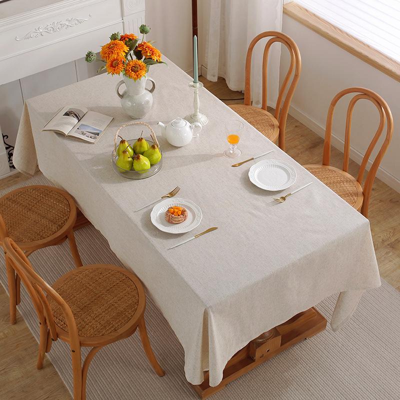 Pastoral Cotton Linen Solid Color Tablecloth for Dining or Coffee Tables