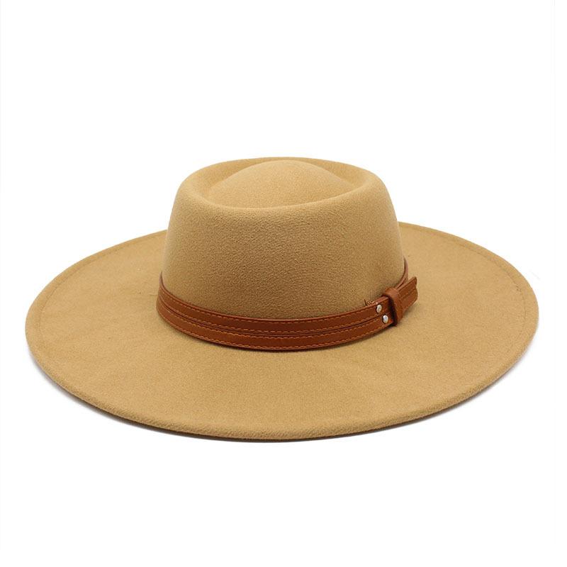 Solid Color Wool 9.5Cm Brim Men'S And Women'S Warm Outdoor Elliptical Concave Convex Torus Top Hat