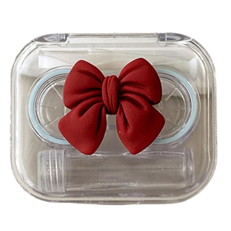 

Stylish Contacts Lens Holder With Bowknot Decors Wearing Tool And Lens Solution Bottle For Daily Use Travel Essential красный