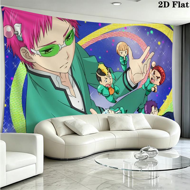 Saiki Wall Tapestry Aesthetic Wall Hanging Printed Fabric Blanket Decorative Tapestries for Bedroom Living Room Home Decor