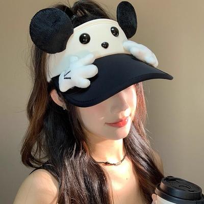 Sweet and Cute Mickey Oversized Hand Ice Silk Empty Top Hat Children Summer Shading Sun Protection Travel Breathable Cap Tide