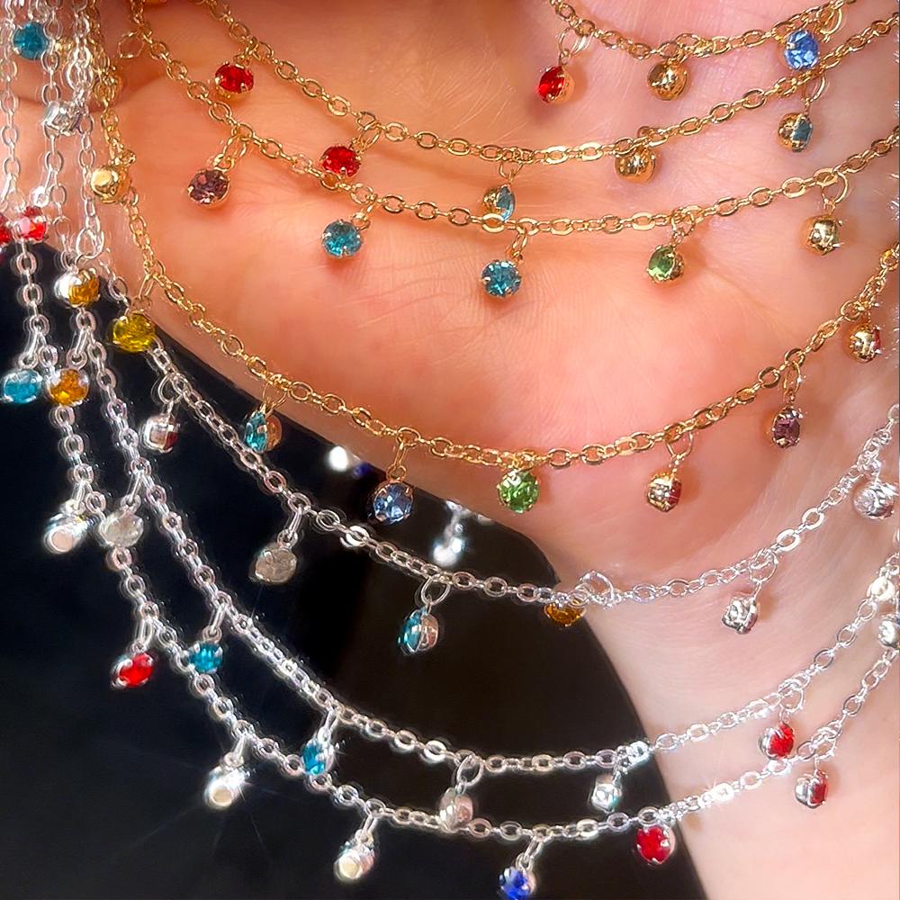 0.5M 1M Shiny Colorful Crystal Charm Taseel Beads Copper Chain DIY Necklace Bracelet Beaded Chains Women Jewelry Making Supplies