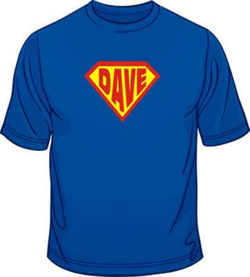 Męski T-shirt superbohatera z nadrukiem emblematu i imieniem na zamówienie, regularny krój, bawełniany top
