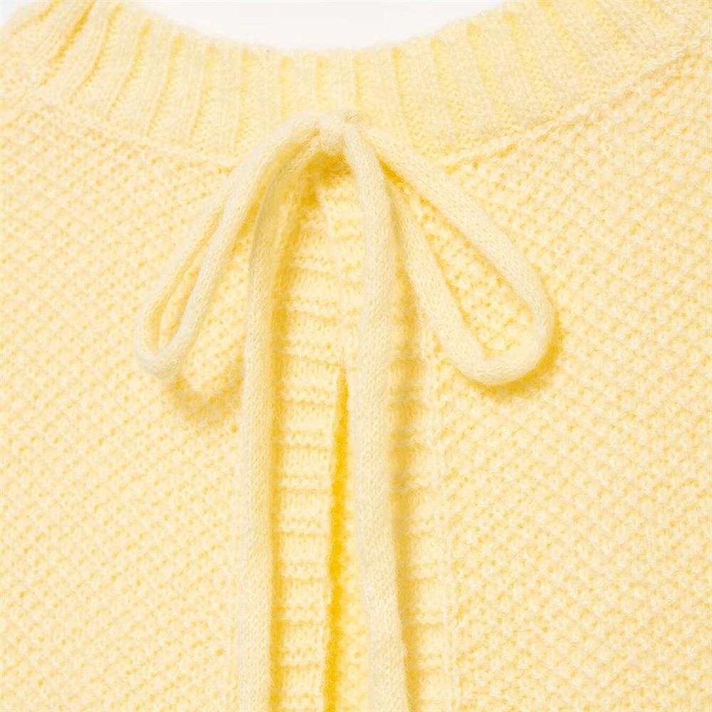 2025 Spring/Summer Women's Round Neck Backless Tie Knit Vest