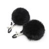 Fox Fur Pom-Pom Nipple Clamps: Sensual Restraint Toy for Couples