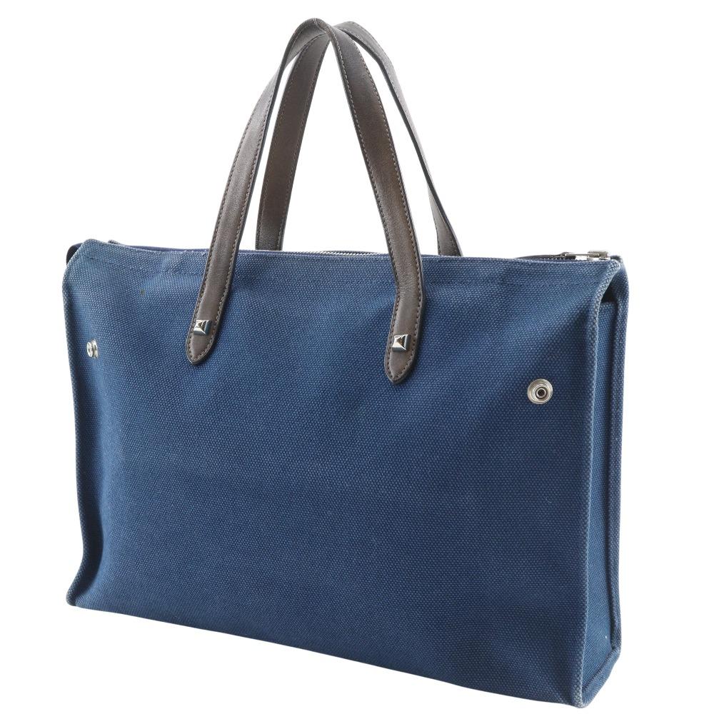 Hermes Kavasmira PM Handbag MedorHardware Navy Blue Canvas Unisex Used