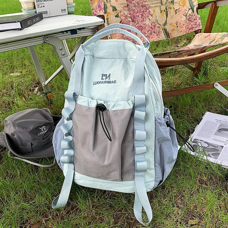 Contrast Color Backpack Student Travel Lightweight Backpack Large Capacity Backpack