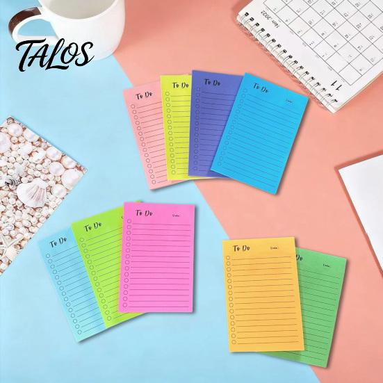 Horizontal Lined Sticky Labels Fluorescent Notepad, To-do Lists with Check Boxes Reliable Adhesive Notes for Planning Multi-colored Notes, Increase